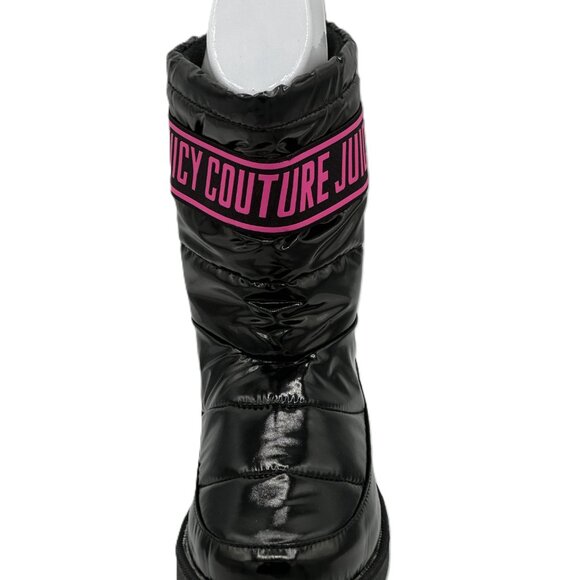 Juicy Couture Black Quilted Winter Boots with Pink Logo Band - Picture 4 of 6